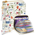 Bistup 【40 Slots Credit Card Holder for Women Girls Cute RFID Blocking Card Organizer Leather Cardholder Protector for Lady Female Large Capacity Size Big Zipper Wallet Flower Kawaii Aesthetic Unique