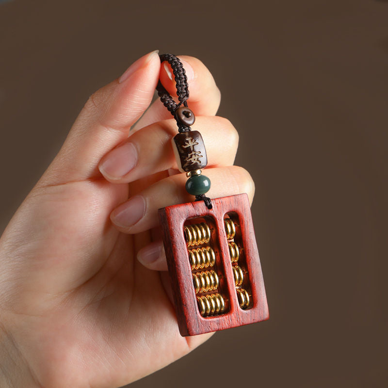 Rosewood Ruyi Abacus Car Keychain Pendant Women and Men, Couple Keychain, Hanging Ornament