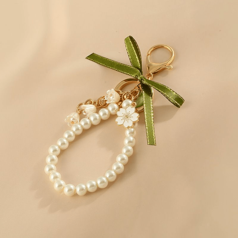 2pcs Lily of the Valley Spring Forest Keychains, Cute Sweet Keyrings for Women, Fairy Green Aesthetic Bag Accessories