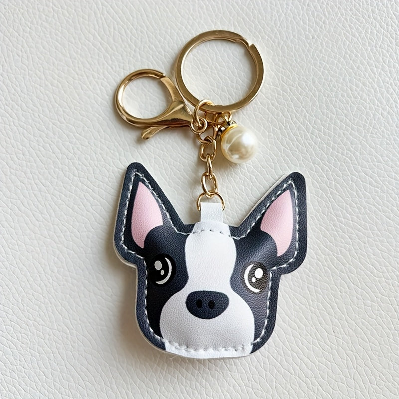 A Charming Cool Dog Keychain- Cute Cartoon Car Accessory and Bag Charm, PU Leather Fashion Pendant, a Perfect Gift for All Styles