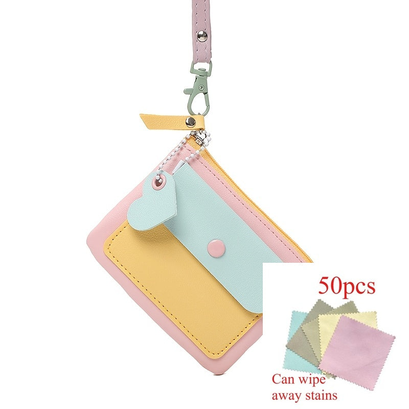 51pcs Y2K Style Macaron Color Wallet Suitable for Women &, Multi-Functional Compact Coin Purse with Snap Closure, Card Holder & Key, Pocket Bag for, Travel, Everyday Carry-On
