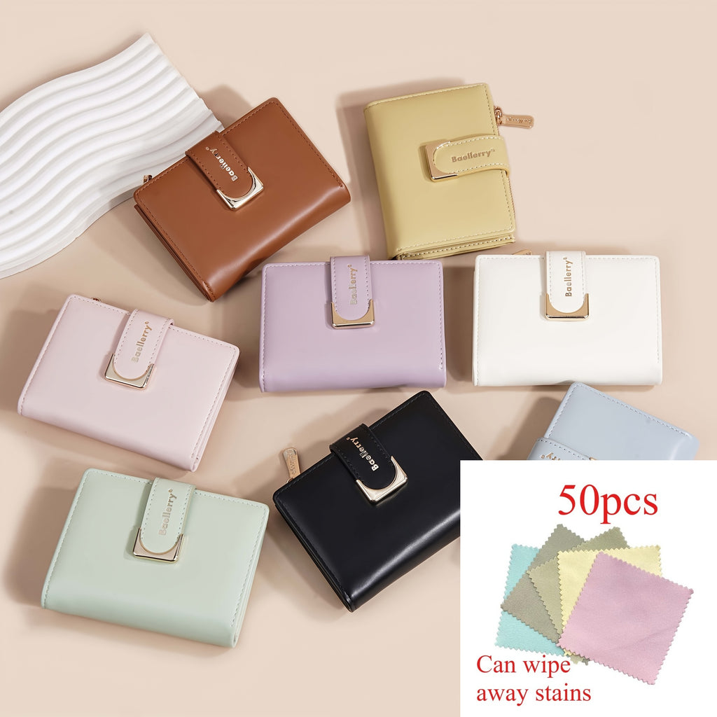 51pcs Women'S Mini Short Wallet, Multi-Card Zipper Change Bag, Ultra-Thin Portable Card Bag, Light And Thin Design with Zipper Pocket