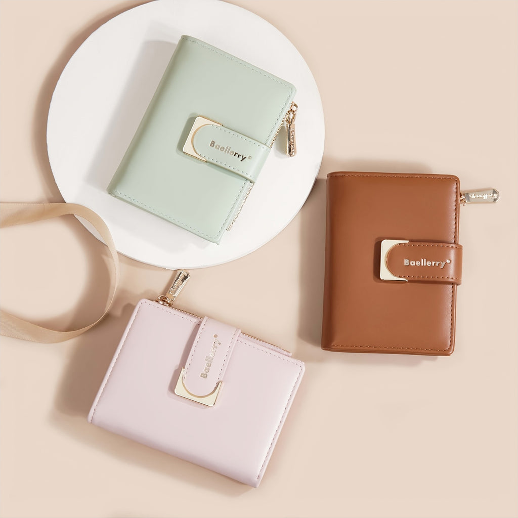 51pcs Women'S Mini Short Wallet, Multi-Card Zipper Change Bag, Ultra-Thin Portable Card Bag, Light And Thin Design with Zipper Pocket