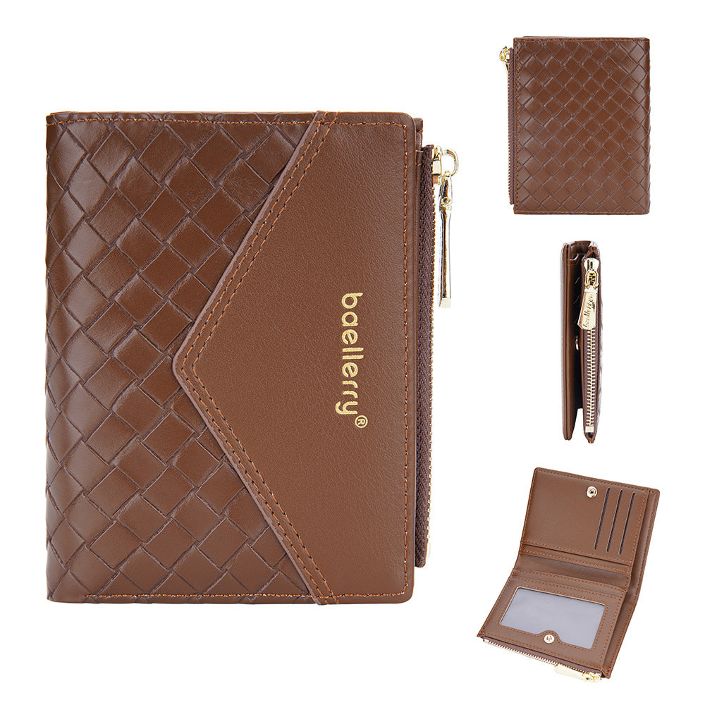 Baellerry Women's Wallet with Woven Pattern & Zipper Closure - Short Coin Purse & Card Holder Suitable for Cash, Credit Cards, Holders, Cash Holder, Everyday, Stylish Minimalist for, Travel,