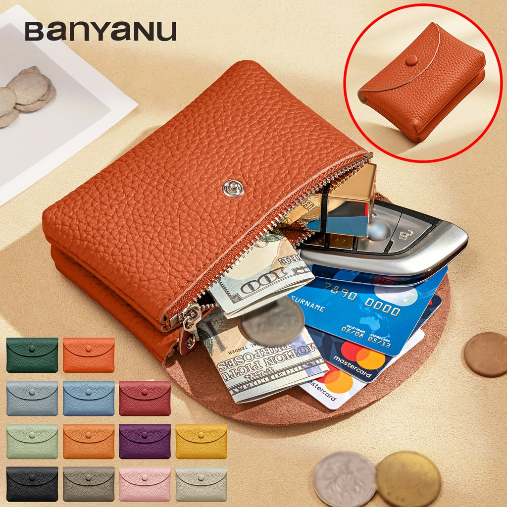 Set of 2 Women'S Small Leather Coin Purses with Zipper for Cards