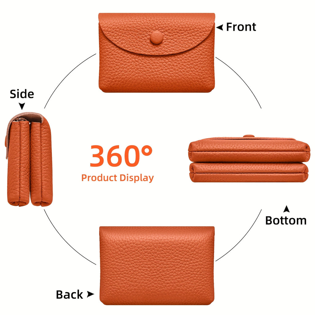 Set of 2 Women'S Small Leather Coin Purses with Zipper for Cards