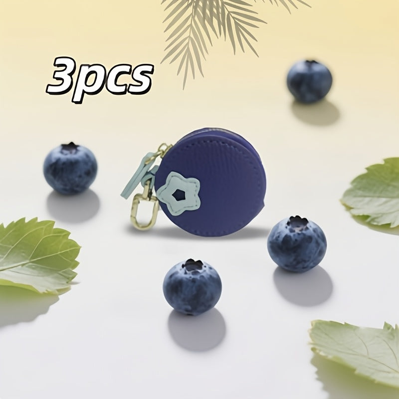 3pcs Coin Shaped Coin Purse, Wireless Earphone Storage Bag, Multifunctional Keychain, Bag Decoration, Fruit Shaped Coin Purse
