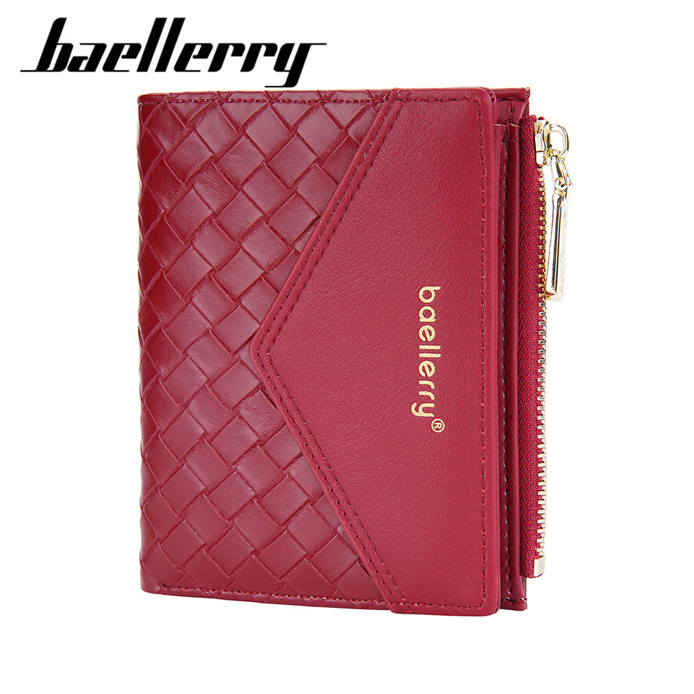 Baellerry Women's Wallet with Woven Pattern & Zipper Closure - Short Coin Purse & Card Holder Suitable for Cash, Credit Cards, Holders, Cash Holder, Everyday, Stylish Minimalist for, Travel,