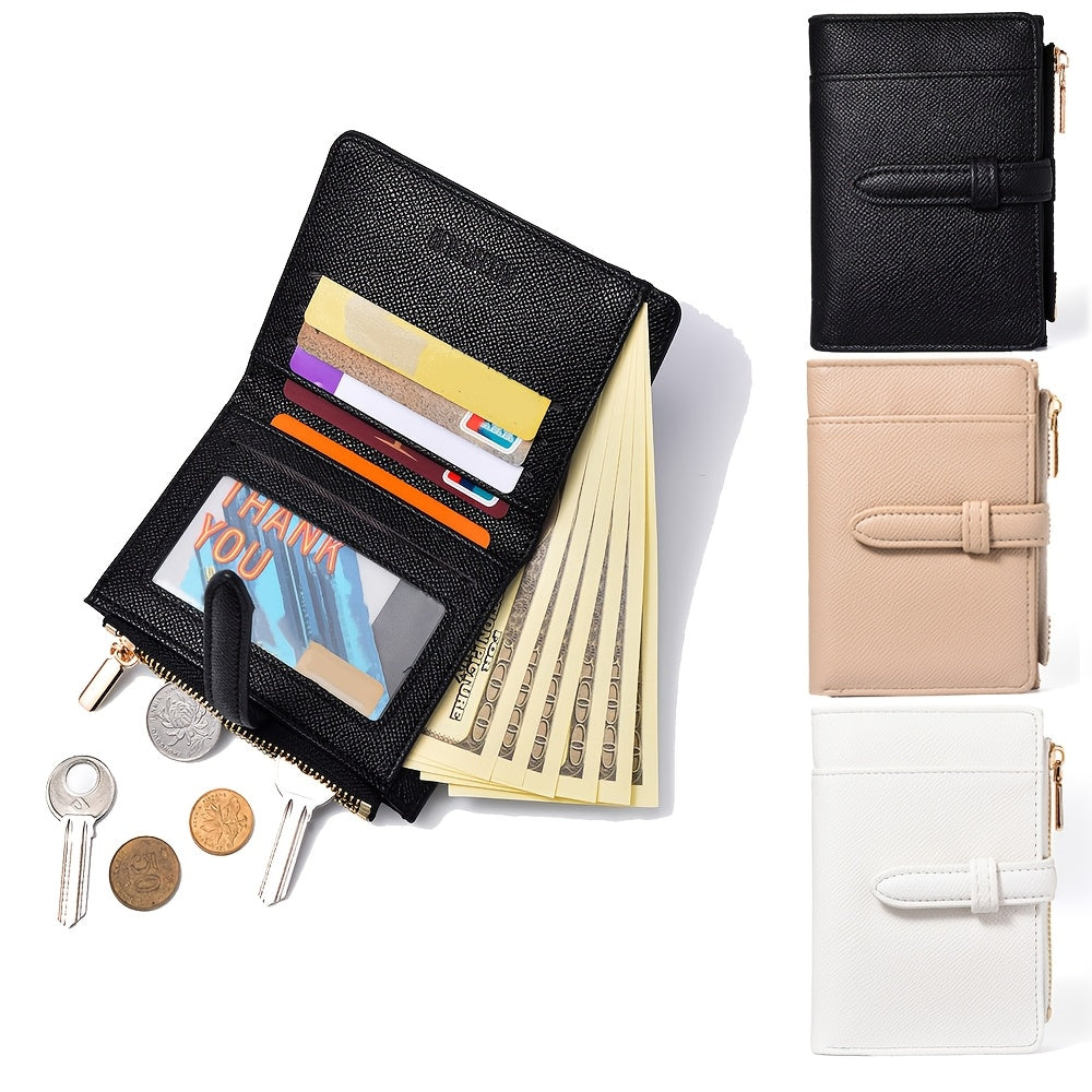 Women'S Solid Color Wallet - Coin Change Purse for ID, Driver'S License And Cards - Cable Tie Opening And Closing Design - Easy Credit Card Wallet, Ideal for Daily Use And Gifts