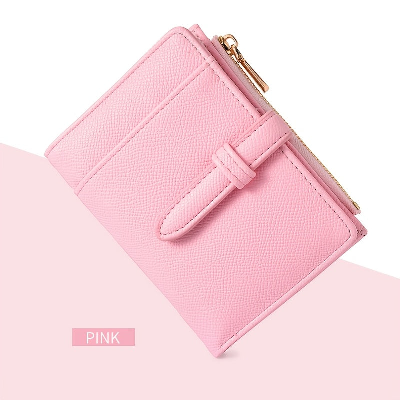 Women'S Solid Color Wallet - Coin Change Purse for ID, Driver'S License And Cards - Cable Tie Opening And Closing Design - Easy Credit Card Wallet, Ideal for Daily Use And Gifts