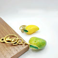 Set of 2 Keychains Featuring 3D Replica Mangoes And Green Mangoes, Adorable Resin Charms for Bags Or Car Keys, Perfect Gift for Women And Girls for Everyday Use
