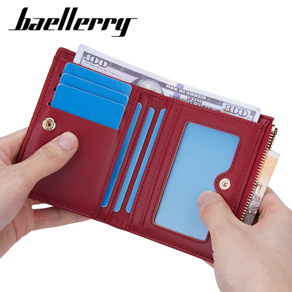 Baellerry Women's Wallet with Woven Pattern & Zipper Closure - Short Coin Purse & Card Holder Suitable for Cash, Credit Cards, Holders, Cash Holder, Everyday, Stylish Minimalist for, Travel,