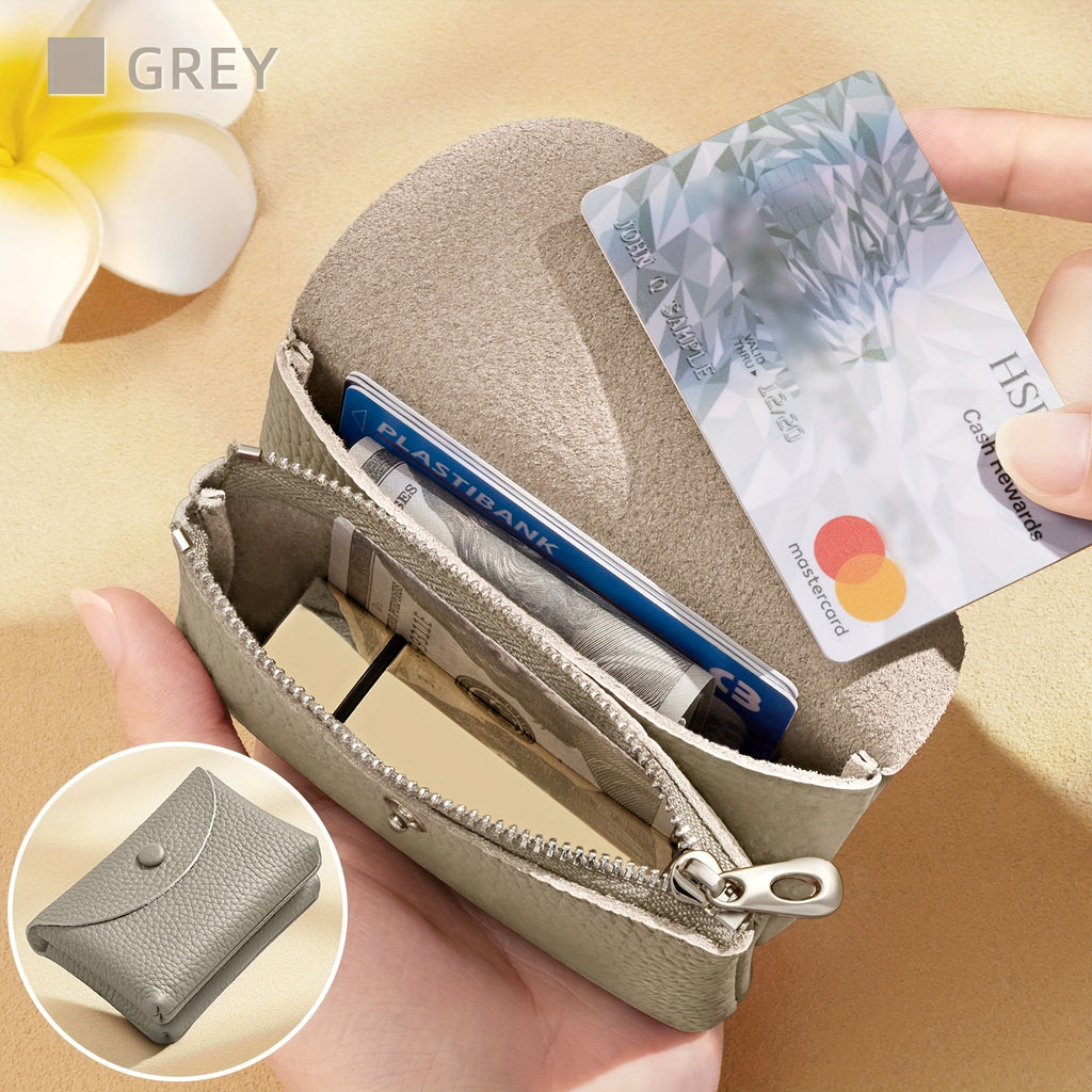 Set of 2 Women'S Small Leather Coin Purses with Zipper for Cards