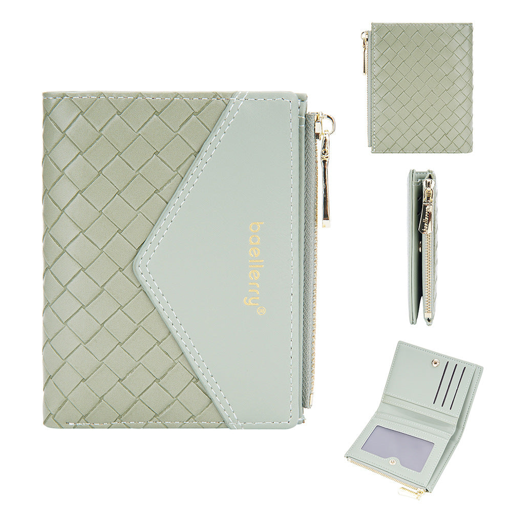 Baellerry Women's Wallet with Woven Pattern & Zipper Closure - Short Coin Purse & Card Holder Suitable for Cash, Credit Cards, Holders, Cash Holder, Everyday, Stylish Minimalist for, Travel,