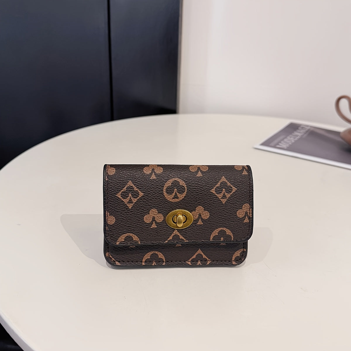 New Women's Vintage Print Buckle Wallet, Multifunctional Card Holder, Coin Purse, ID Storage Clutch Bag