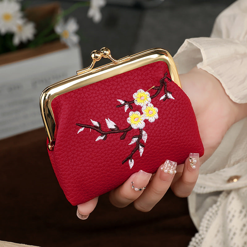 New Red Envelope Portable Mini Wallet Ins Women'S Clutch Bag Embroidered Multi-Functional Student Change Bag