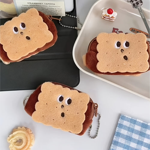 100+Pcs Creative Plush Biscuit Change Purse, Small Wallet, Easy to Carry - Can Hold Change Lipstick Key