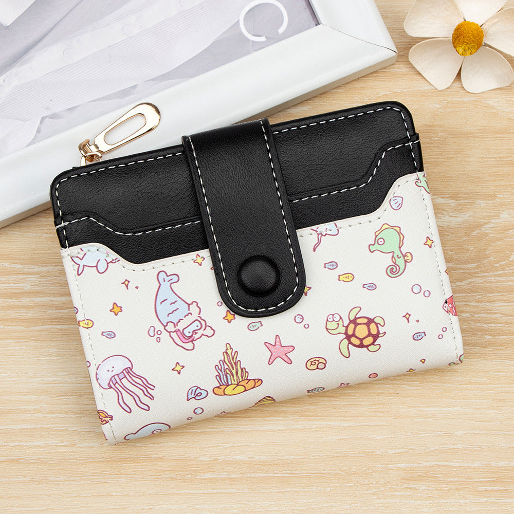 51pcs Women'S Compact Wallet, Featuring a Cute Cartoon Design in The Korean INS Style, with a Snap Closure And a Zippered Coin Pouch, Ideal for 200 Areas