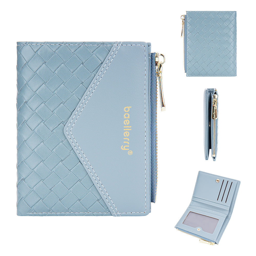 Baellerry Women's Wallet with Woven Pattern & Zipper Closure - Short Coin Purse & Card Holder Suitable for Cash, Credit Cards, Holders, Cash Holder, Everyday, Stylish Minimalist for, Travel,