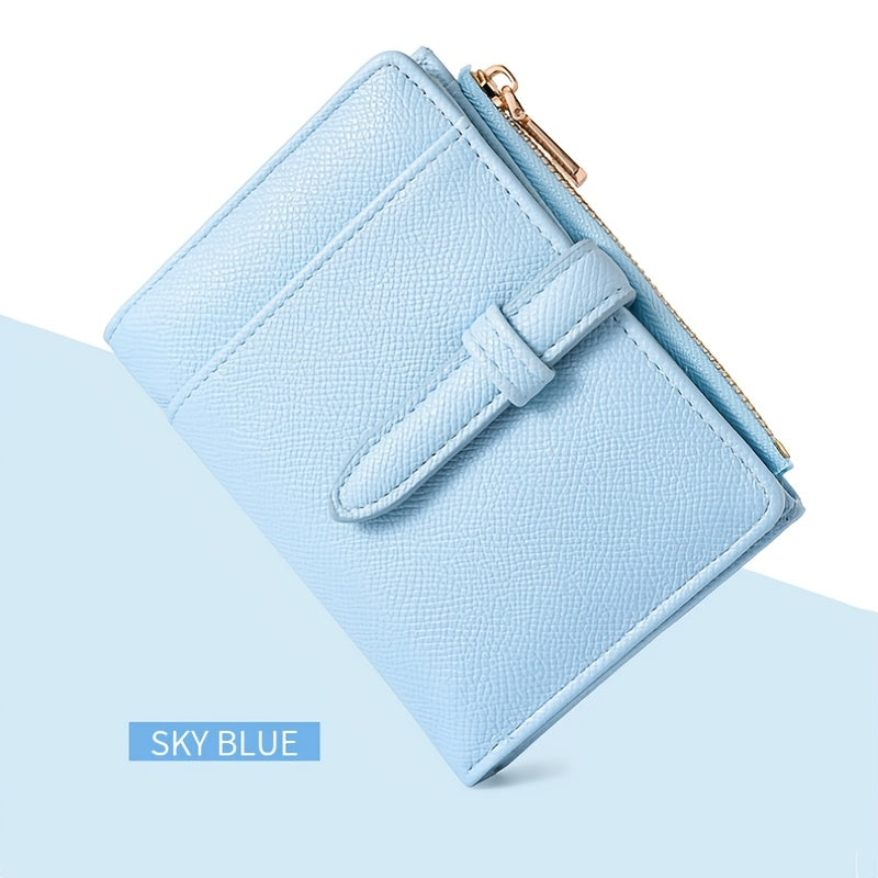 Women'S Solid Color Wallet - Coin Change Purse for ID, Driver'S License And Cards - Cable Tie Opening And Closing Design - Easy Credit Card Wallet, Ideal for Daily Use And Gifts