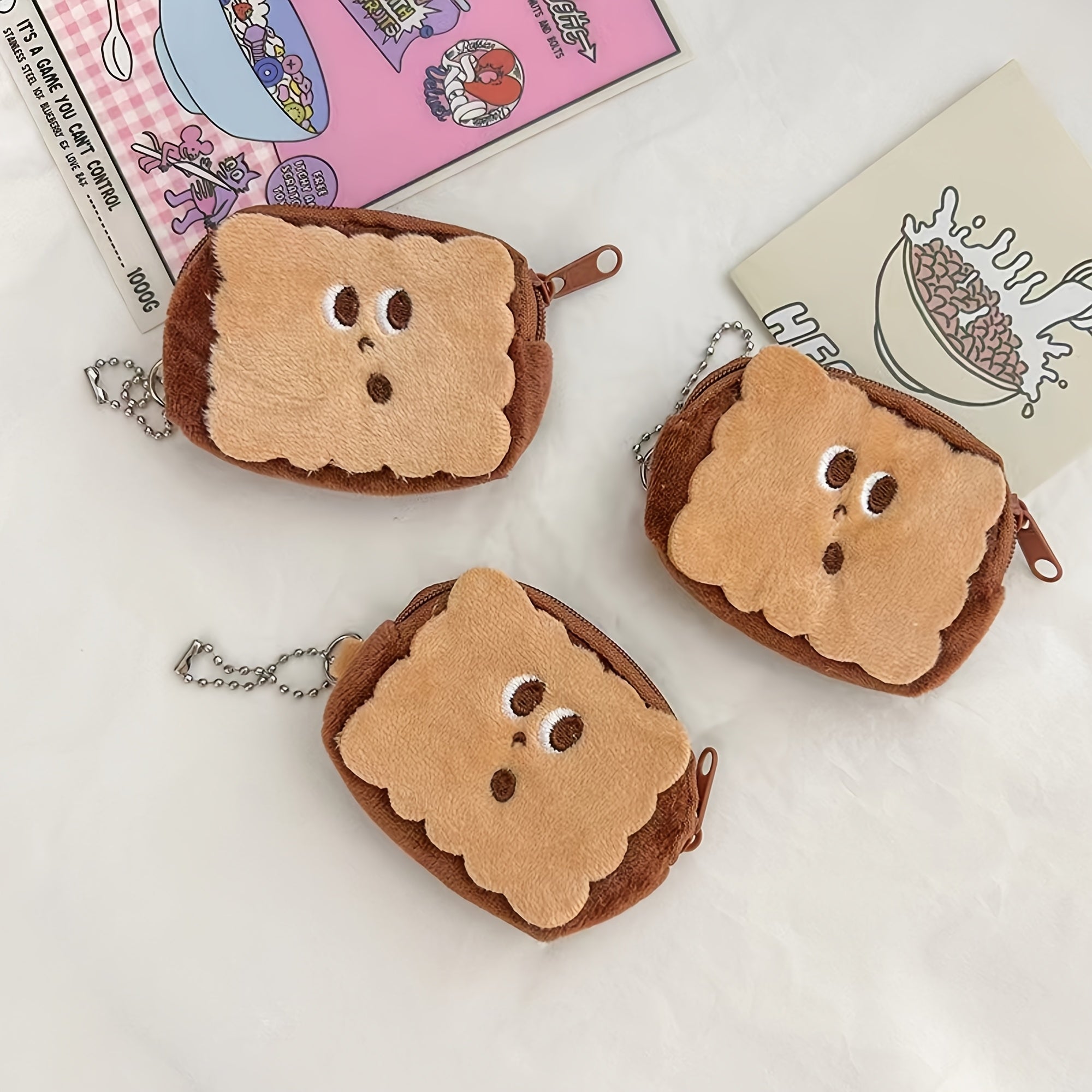 100+Pcs Creative Plush Biscuit Change Purse, Small Wallet, Easy to Carry - Can Hold Change Lipstick Key