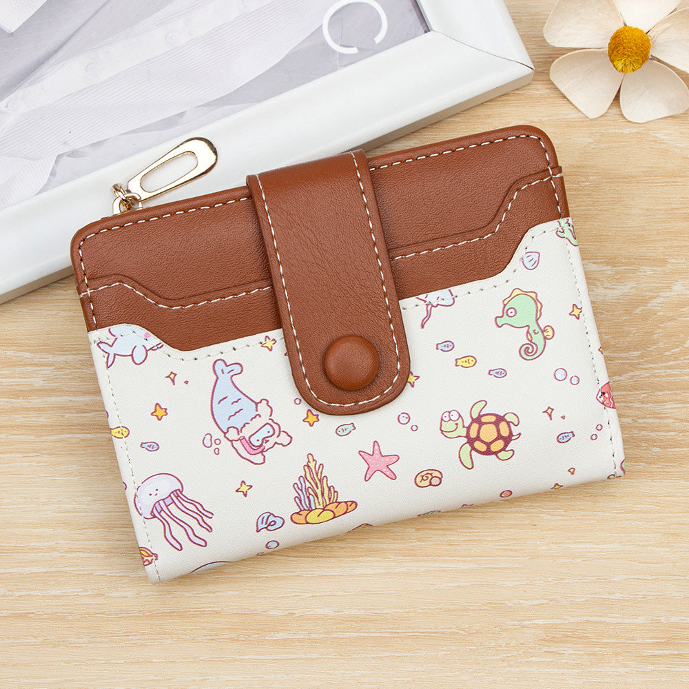 51pcs Women'S Compact Wallet, Featuring a Cute Cartoon Design in The Korean INS Style, with a Snap Closure And a Zippered Coin Pouch, Ideal for 200 Areas