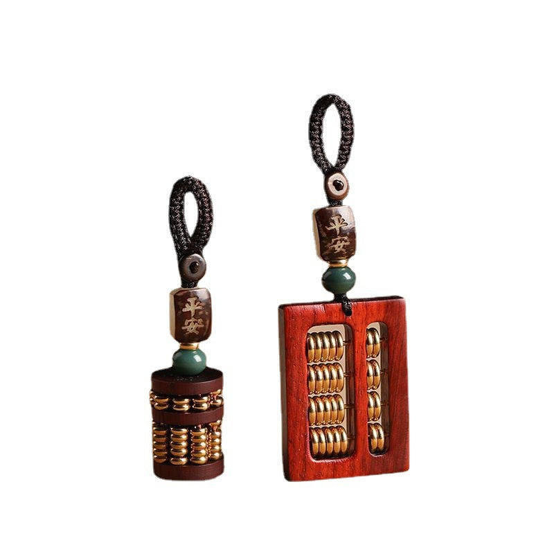 Rosewood Ruyi Abacus Car Keychain Pendant Women and Men, Couple Keychain, Hanging Ornament