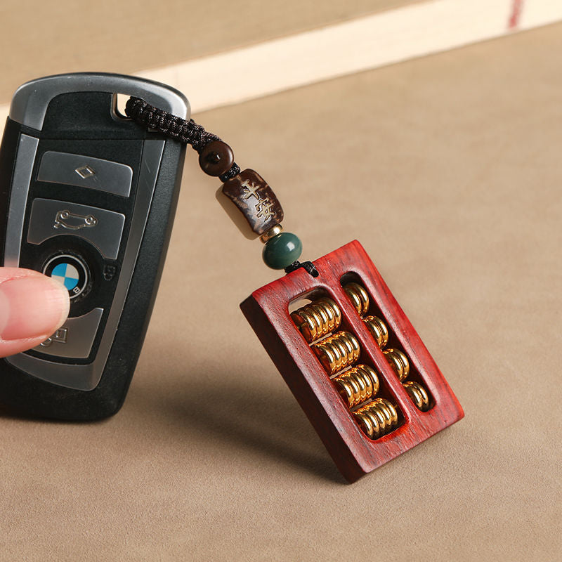 Rosewood Ruyi Abacus Car Keychain Pendant Women and Men, Couple Keychain, Hanging Ornament