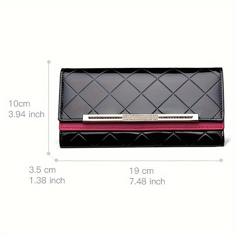 2025 Fashion Update, Women'S RFID Protection Wallet - Authentic Dual Layer Tri-Fold Cash Organizer with Snap Fastening, Zipper Compartment And Red Stitching Accents - Timeless Stylish Women'S Card Case Purse