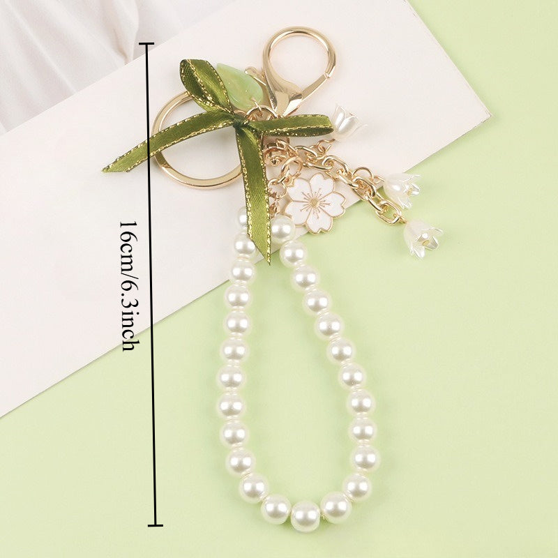 2pcs Lily of the Valley Spring Forest Keychains, Cute Sweet Keyrings for Women, Fairy Green Aesthetic Bag Accessories