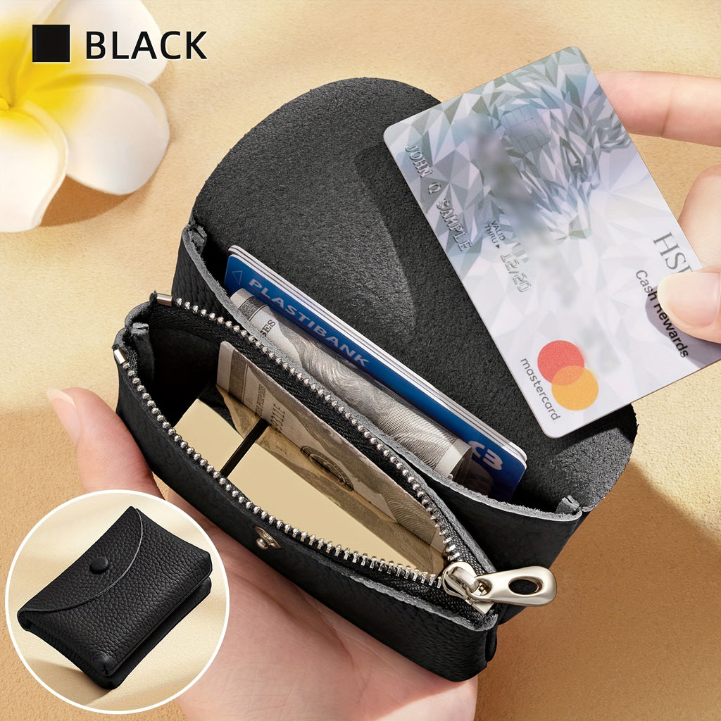 Set of 2 Women'S Small Leather Coin Purses with Zipper for Cards