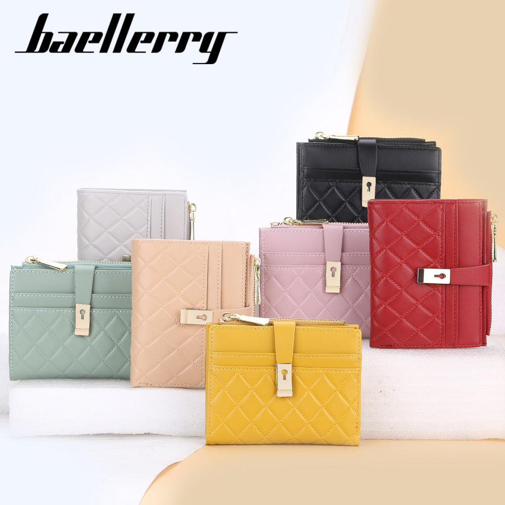 Baellerry Short Women's Wallet, Zipper Vertical Style, Fashionable Short Card Holder, Korean Version Coin Purse, Women's Wholesale