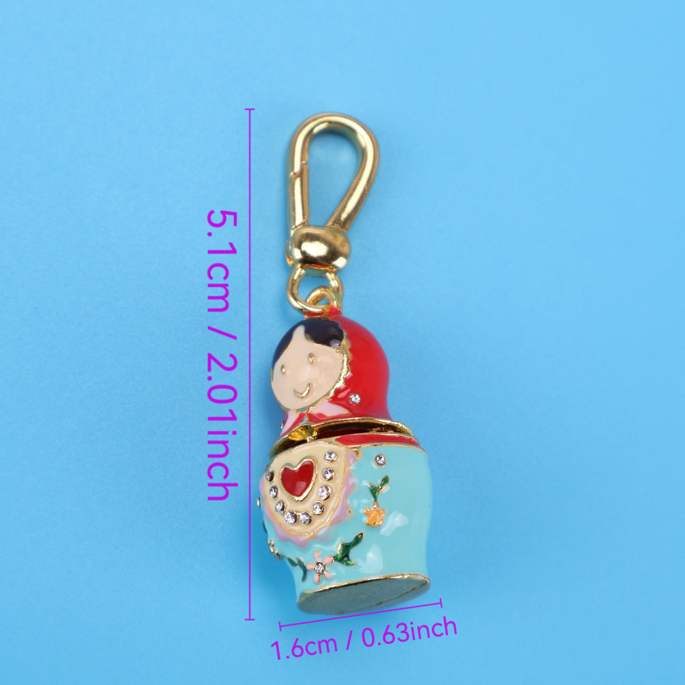 2pcs of Brand New Bohemian Style Russian Nesting Doll Enamel Geometric Keychains, Fashionable and Exquisite, with Universal Bag Charm. Easter