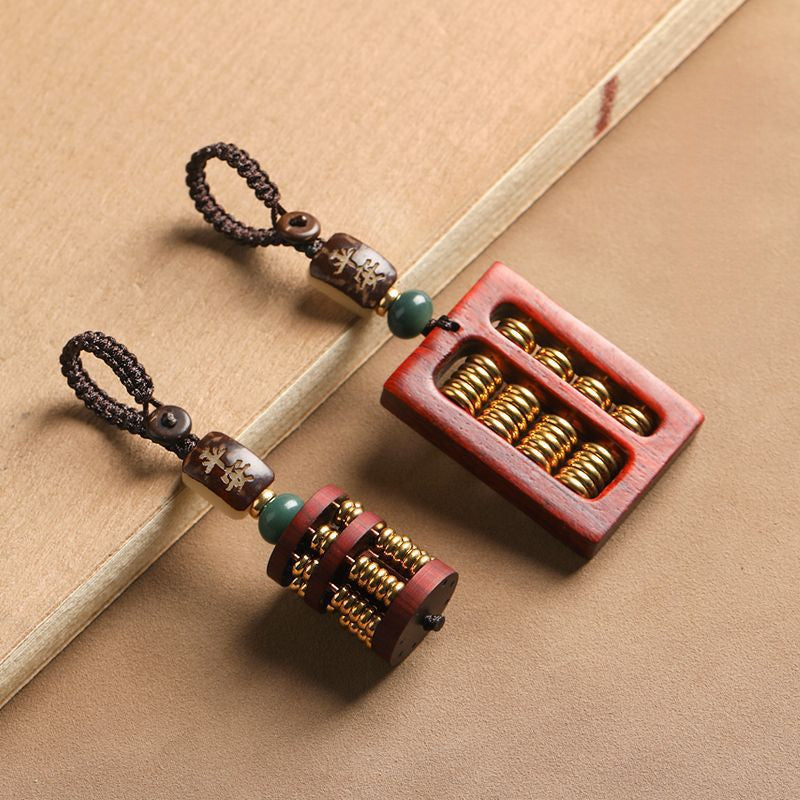 Rosewood Ruyi Abacus Car Keychain Pendant Women and Men, Couple Keychain, Hanging Ornament