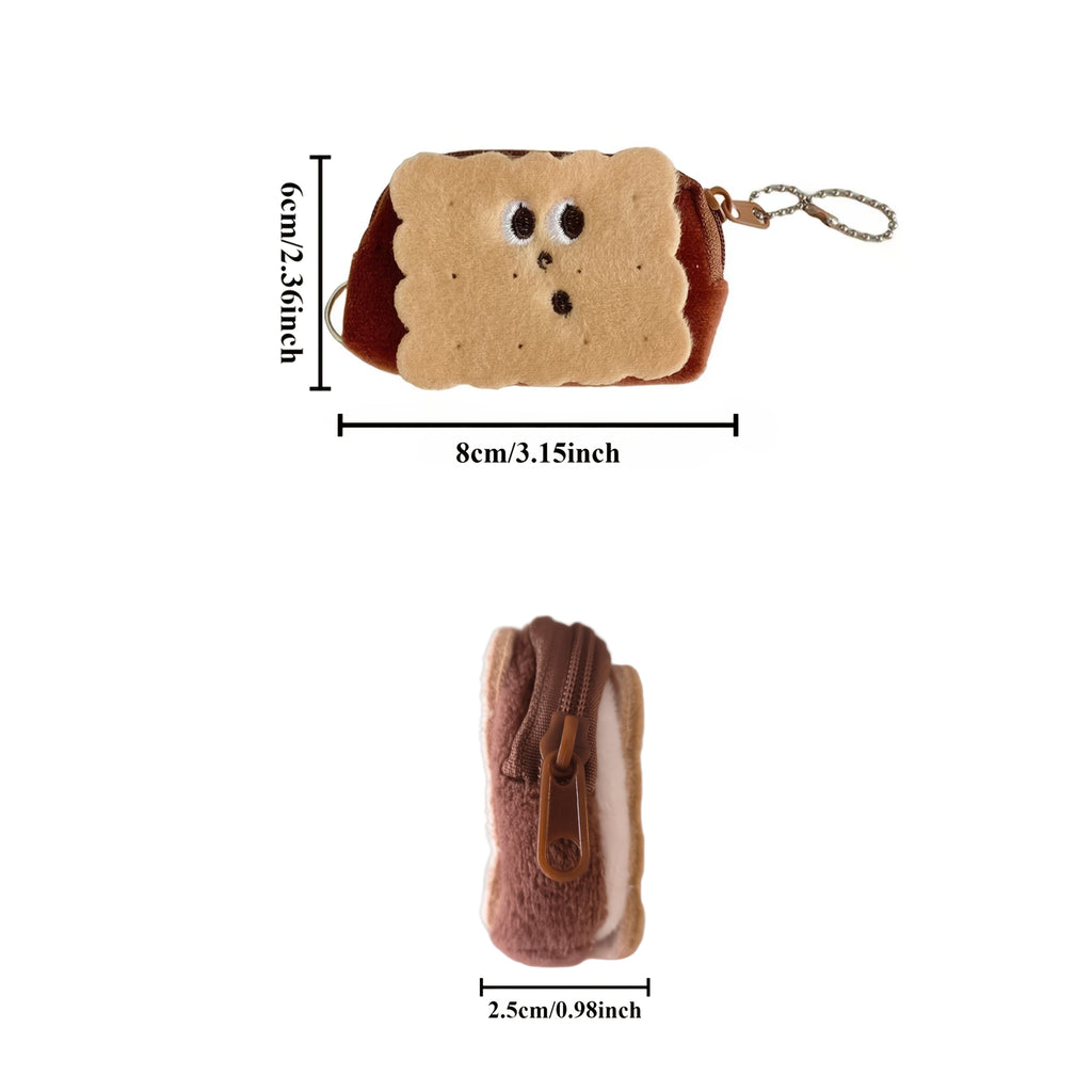 100+Pcs Creative Plush Biscuit Change Purse, Small Wallet, Easy to Carry - Can Hold Change Lipstick Key