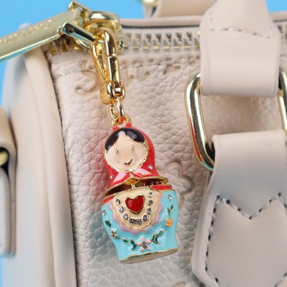 2pcs of Brand New Bohemian Style Russian Nesting Doll Enamel Geometric Keychains, Fashionable and Exquisite, with Universal Bag Charm. Easter