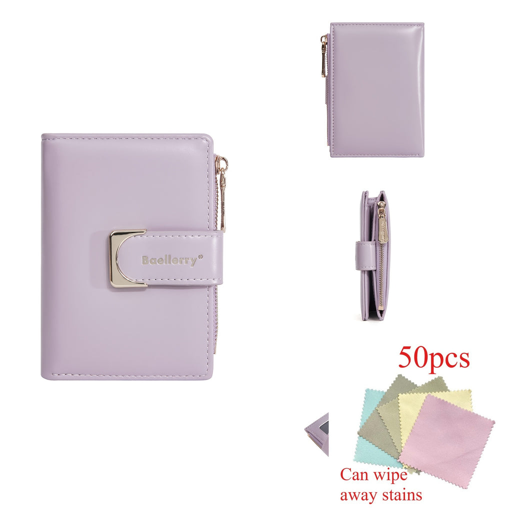 51pcs Women'S Mini Short Wallet, Multi-Card Zipper Change Bag, Ultra-Thin Portable Card Bag, Light And Thin Design with Zipper Pocket